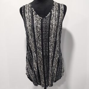 Apt. 9 Black and White Asymmetrical Sleeveless Tank Top